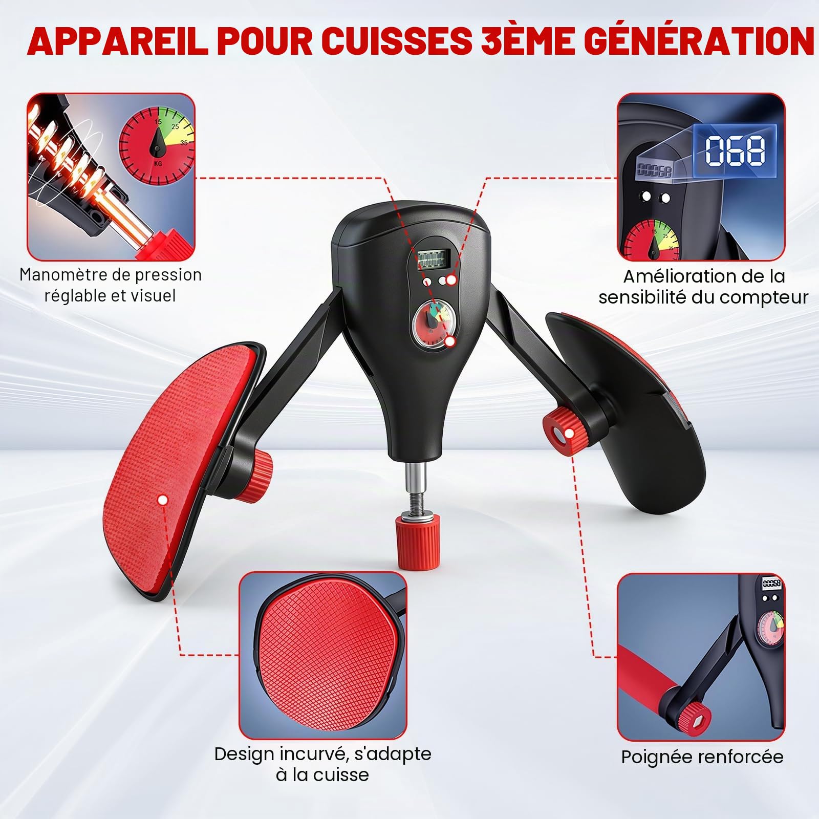 Appareil Musculation pour Cuisses, 15-70 lbs Rééducation Périnée Femme, Multifonctionnel Galbe Fessiers - Presse à Jambes Sport Maison, Dispositif Périnée pour Yoga et Tonification, Unisexe