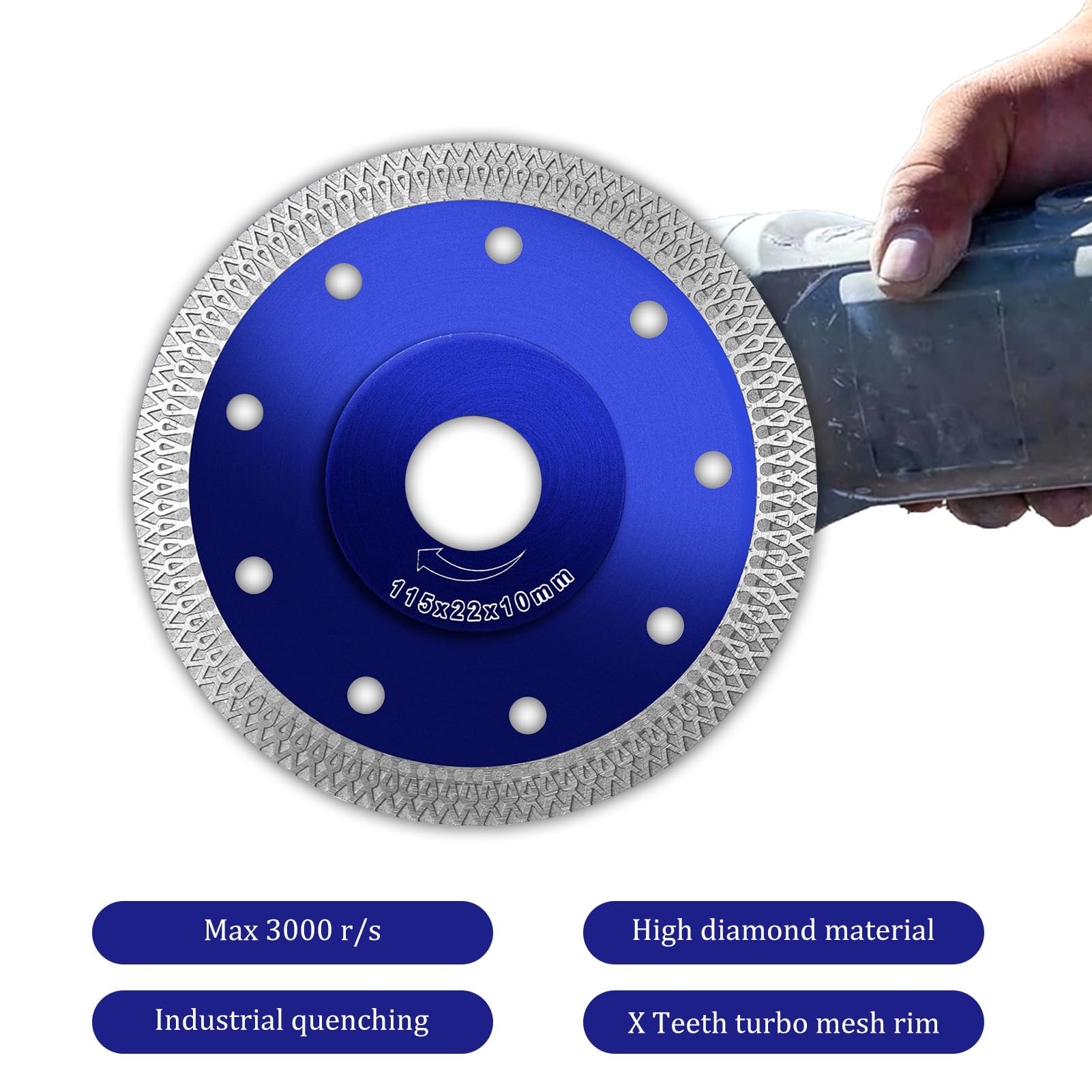 2Pack of 115mm Diamond Cutting Discs for Dry Wet Cutting Clean Cut on Porcelain Artificial Stones Granite Marble Concrete Bricks Ceramics Bricks Super Thin Fast for Angle Grinder Saw Accessory - Image 3