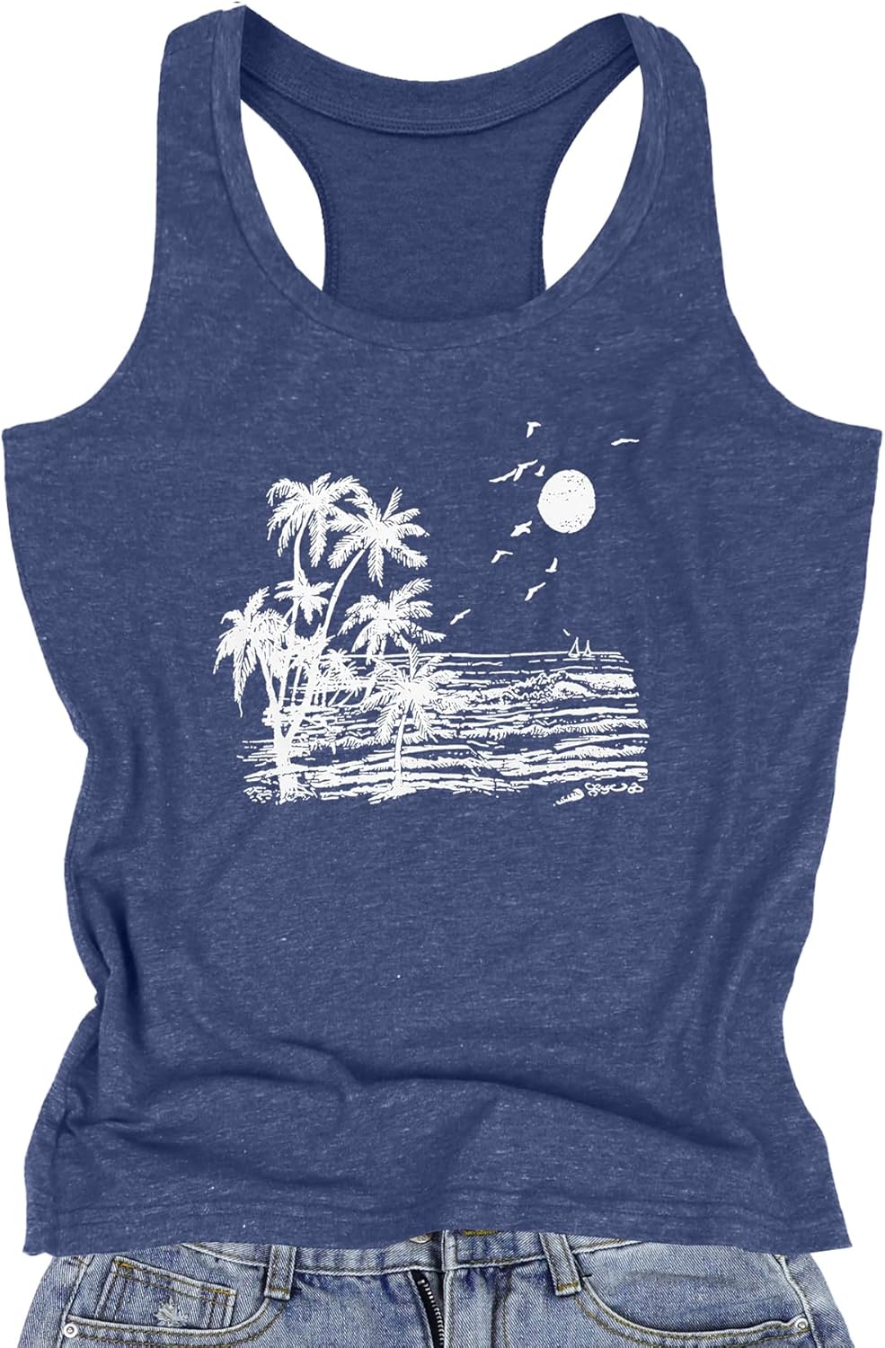 Racerback Tank Tops for Women Summer Sleeveless Round Neck Casual Graphic Tunic Shirts