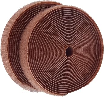 5 Yards Sew On Hook and Loop Tape Fastening Nylon Fabric Tape with Non-Adhesive for DIY Craft Interlocking Tape Sewing Fasteners 3/4Wide, 5 Yard Hook + 5 Yard Loop for Roll,Coffee