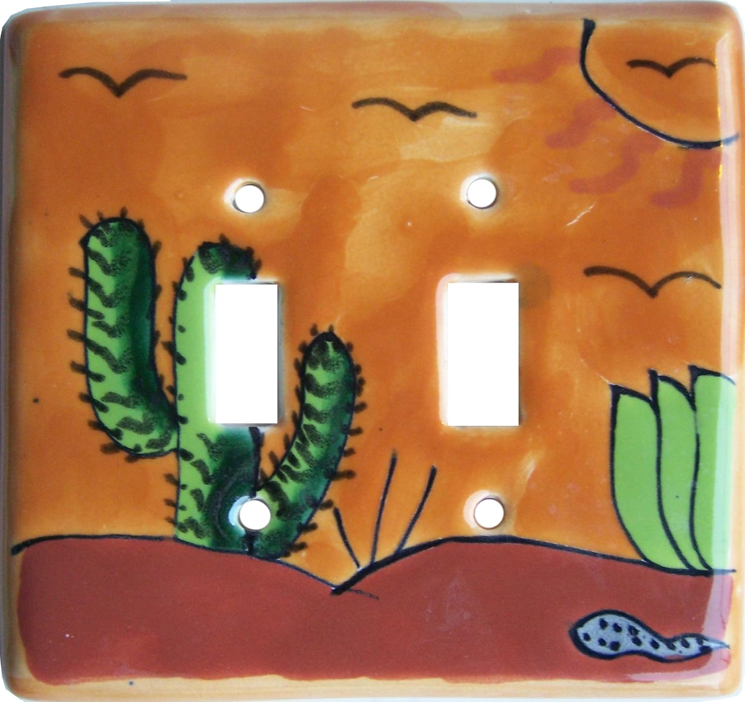 Desert Talavera Ceramic Double Toggle Switch Plate
