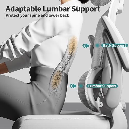 Miniatura 5 de TRALT Silla de oficina ergonómica, silla de escritorio de malla para el hogar de 330 libras, sillas de escritorio de oficina con ruedas, cómoda