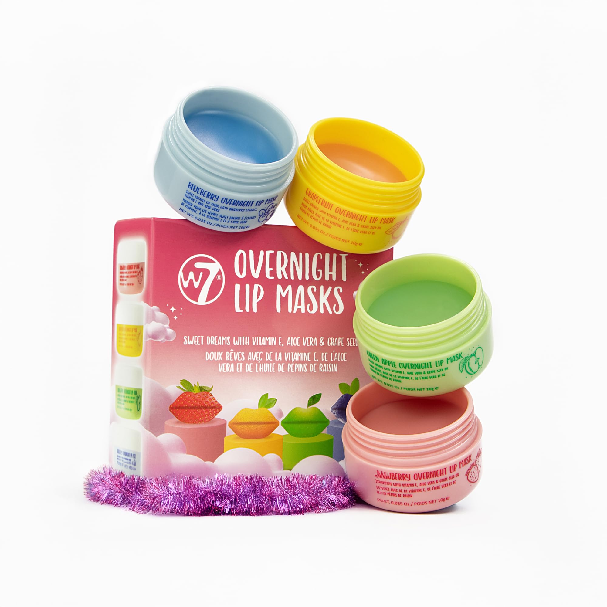 W7 Sweet Dreams Overnight Lip Masks - Gift Set - Lip Treatment with Aloe Vera & Vitamin E - Hydrating, Moisturising Formula