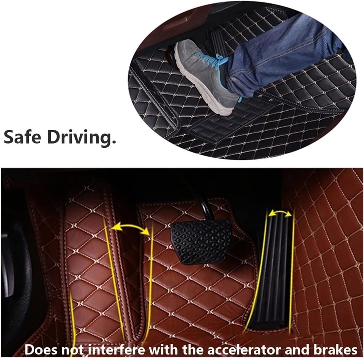 Custom Making Car Floor Mats for 99% Sedan SUV Sports Car All Weather Full Coverage Leather Floor Liners Waterproof Anti-Slip Protective Pads (Color : Black+Blue Wire+Beige Wire)