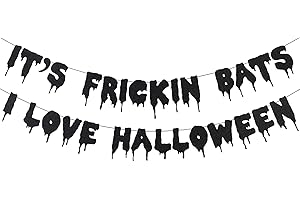 Black Glittery It's Frickin Bats I Love Halloween Banner