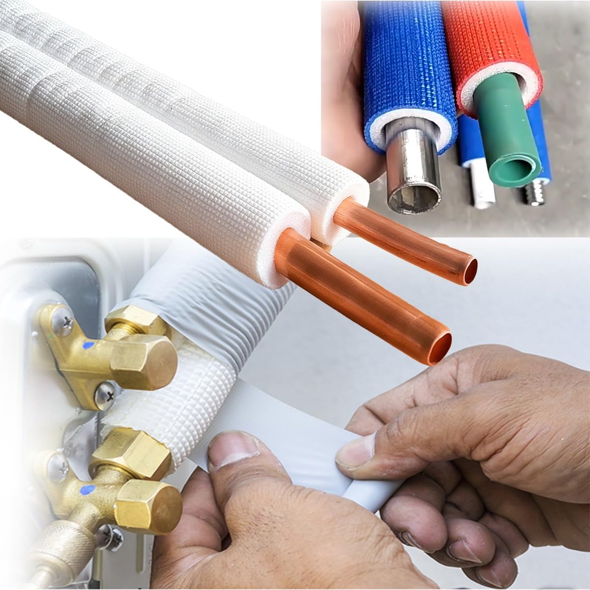 Tubo isolante in schiuma per tubi da 1,6 cm, 1,9 cm, 2,5 cm, 1-0,6 cm, diametro interno 1,50 m, guaina isolante termico (rosso, ID 1 "x T 1/3")