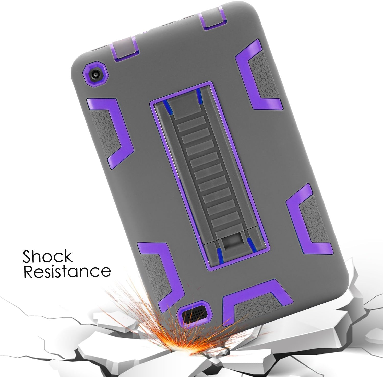 All-New Amazon Kindle Fire 7 (2017 7th Generation),Topsky Three Layer Armor Defender Full Body Protective Case Cover for Amazon Kindle Fire 7",Grey/Purple