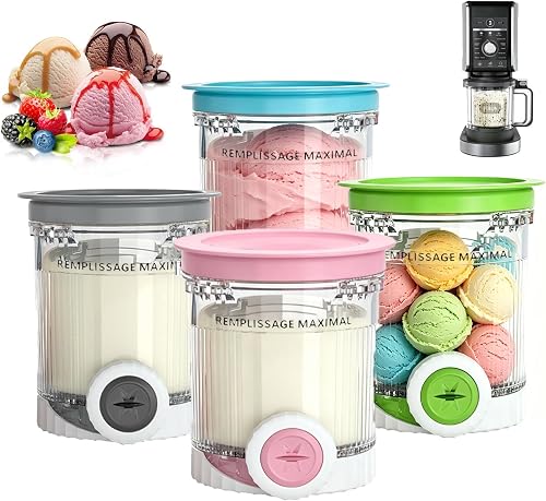 Lot de 4 Pots pour Ninja Creamy Deluxe NC700 NC701,480ml …