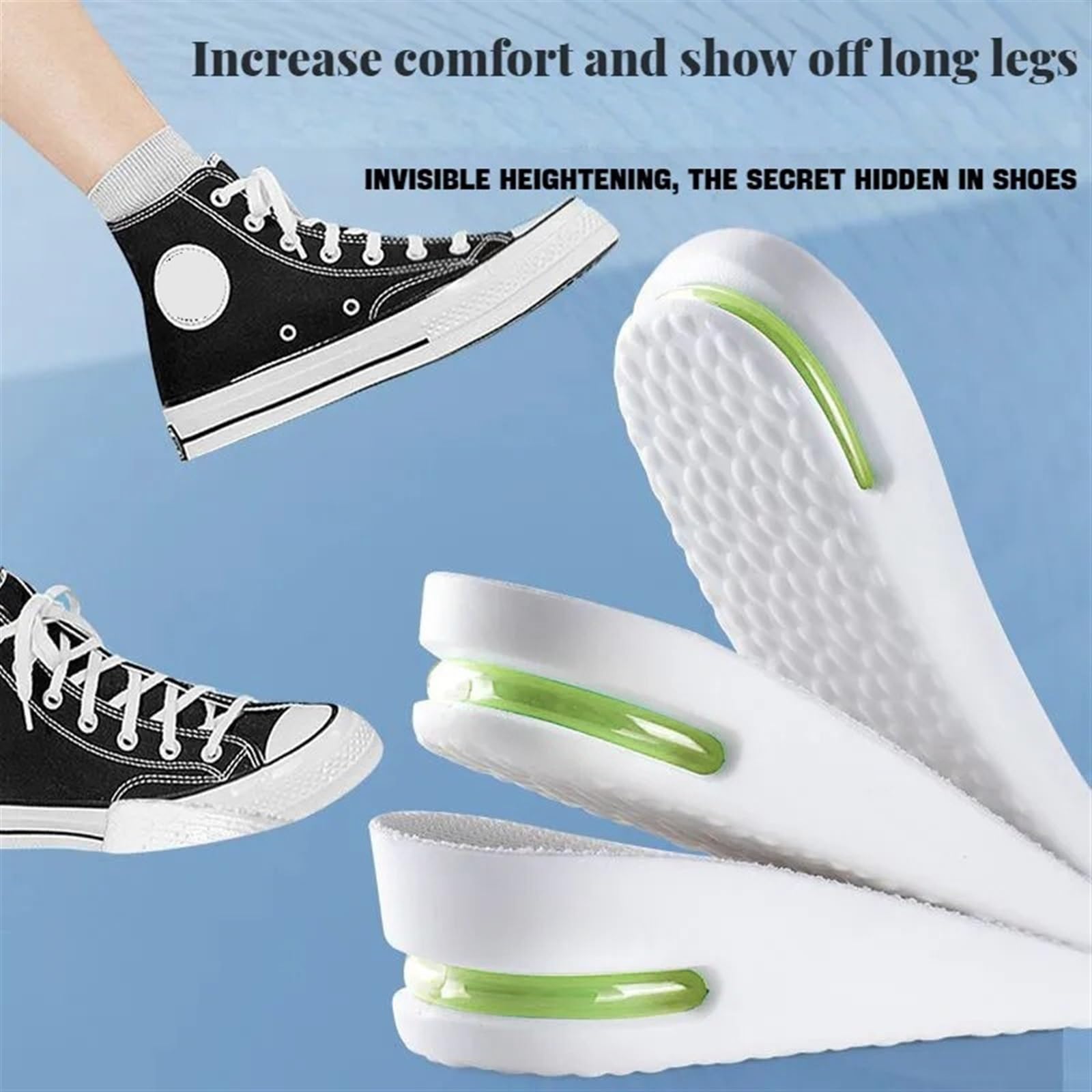 2 pares de plantillas for aumentar la altura los pies, cómodas for zapatos Plantar, almohadillas for deportivas que absorben golpes Para Zapatos(1.5cm-Gray,EU35-36)
