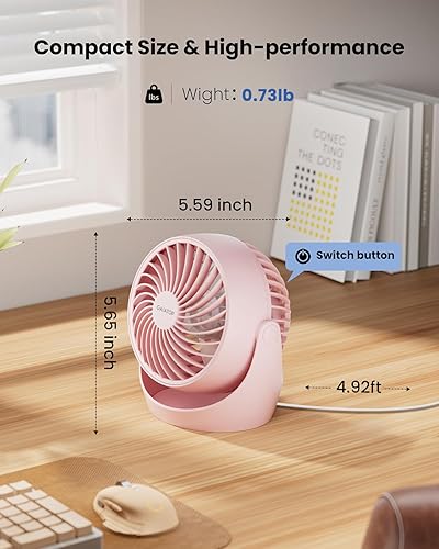Miniatura 4 de Gaiatop Ventilador de escritorio, ventilador eléctrico portátil de escritorio de 5 pulgadas, pequeño pero potente con 3 velocidades de inclinación