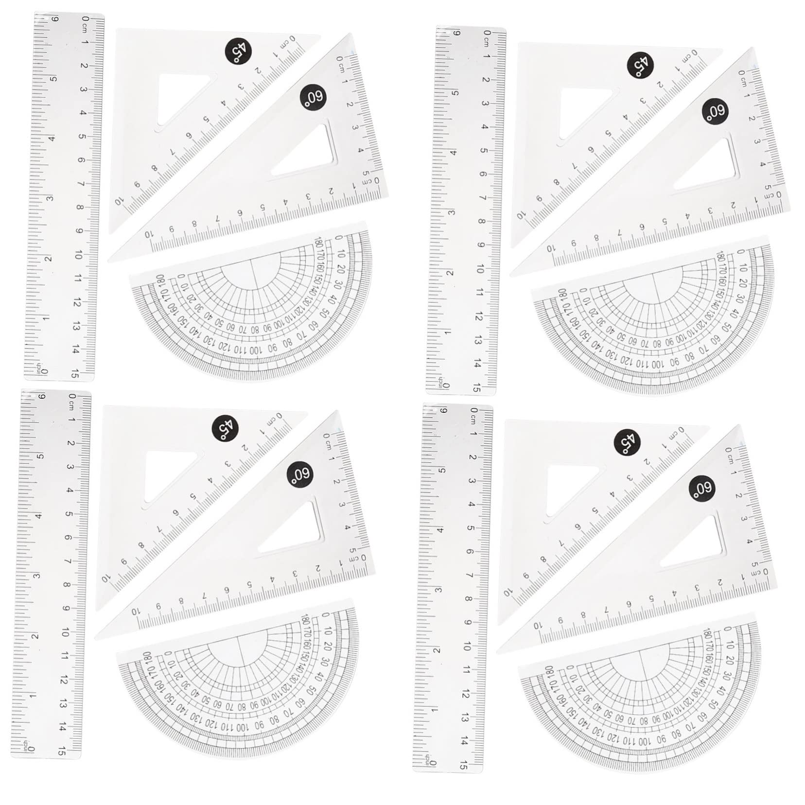 VILLCASE 20 Set Righello trasparente da 15 cm Kit di misurazione - Righello ergonomico kit plastigauge righello del triangolo di disegno kit da disegno professionale fornitura scolastica