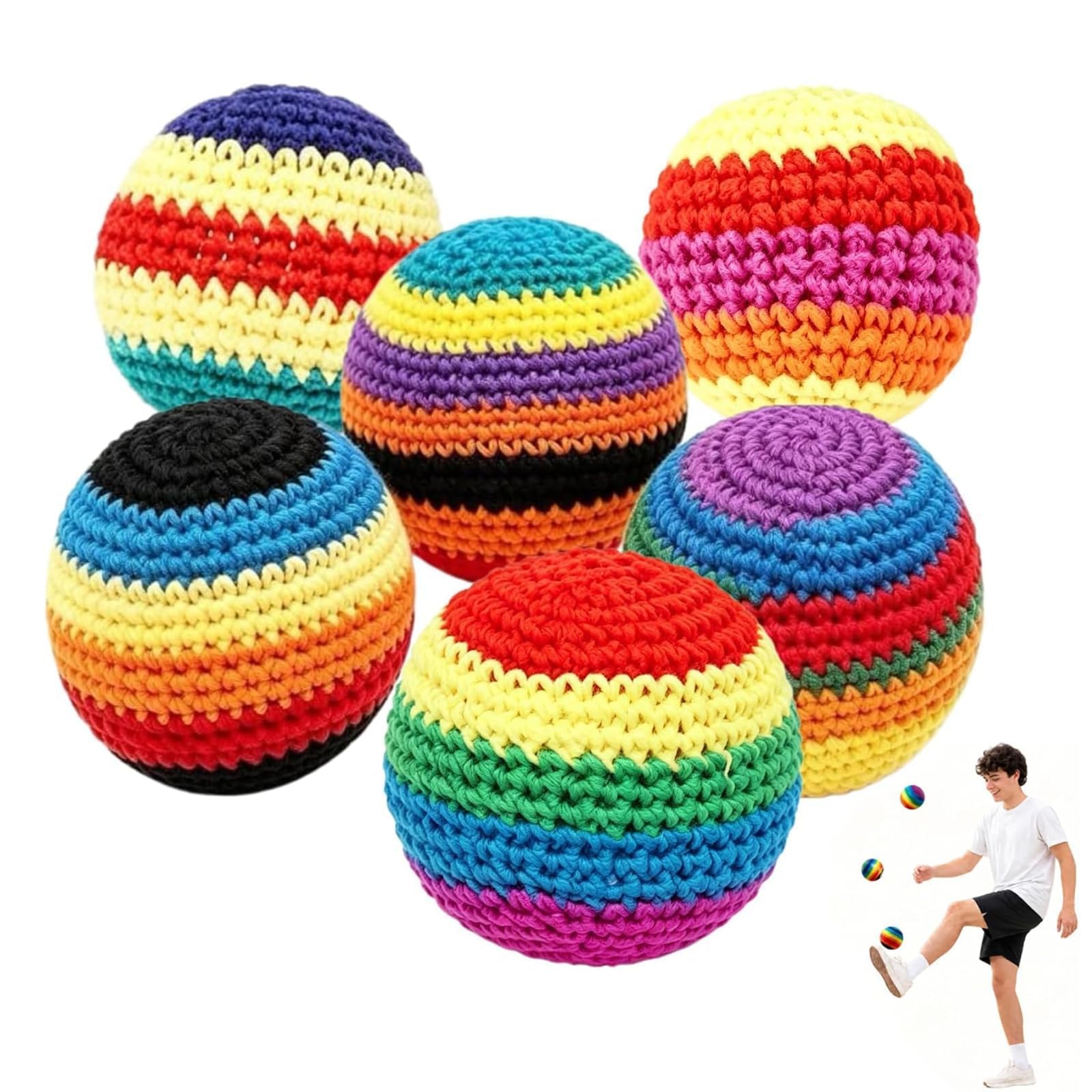 IN-IMAGINE 1PC Hacky Sack, Design Footbag Portable Hacky Sack, Long-Lasting for, Beginners, Outdoor, Park, Yard, Black Yellow, Sporting Goods, Team Sports.(Random 1 Color-picture-15