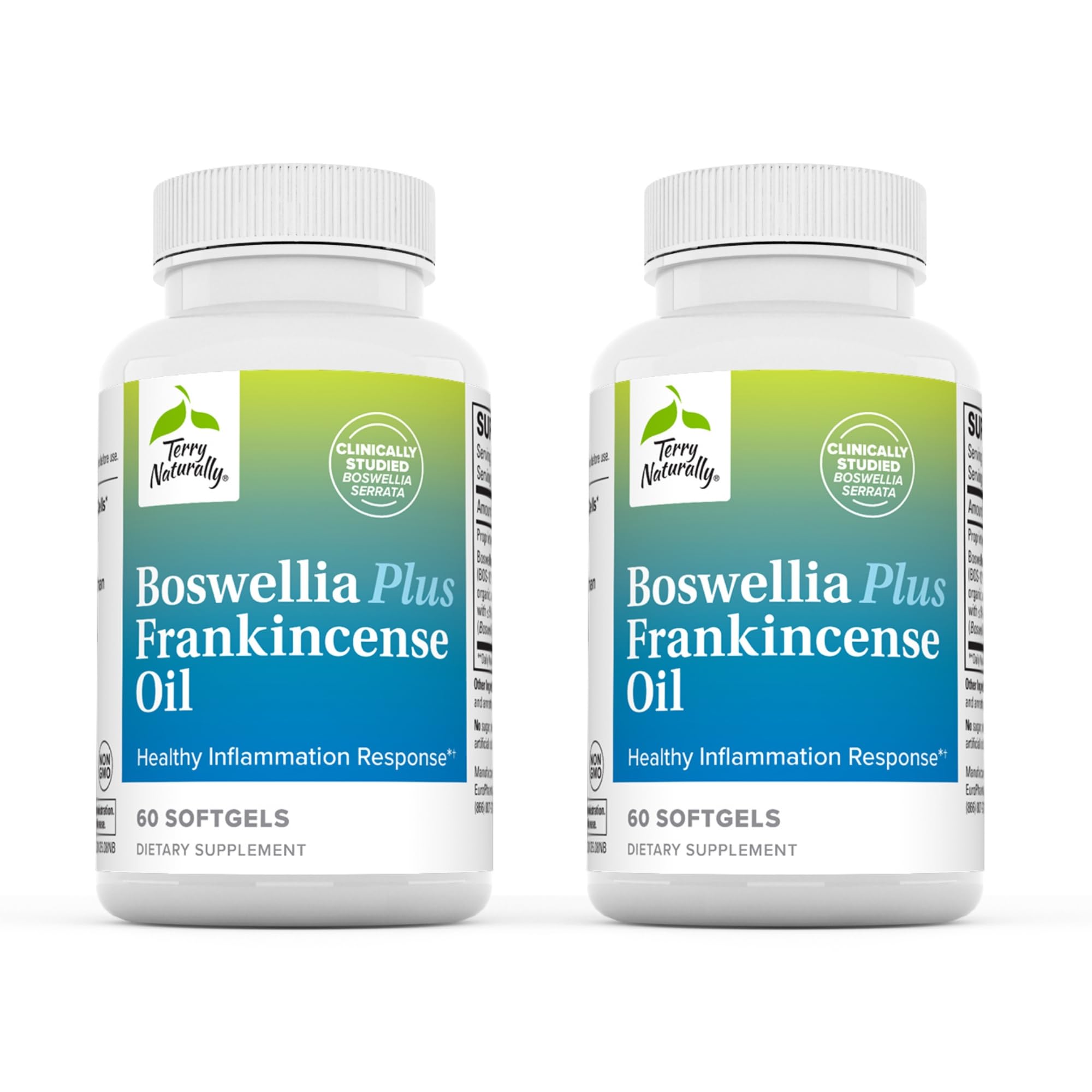 Terry NaturallyBoswellia Plus Frankincense Oil - Joint Support Supplement to Support Mobility & Joint Comfort - Support Cellular Health with Boswellia & Frankincense Oil - 60 Softgels (Pack of 2)