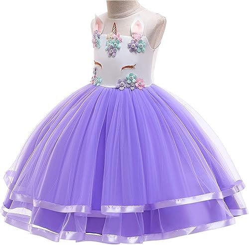 Miniatura 3 de Vestidos de princesa para niñas, disfraz de unicornio, flores, vestido de desfile de 2 a 10 años.