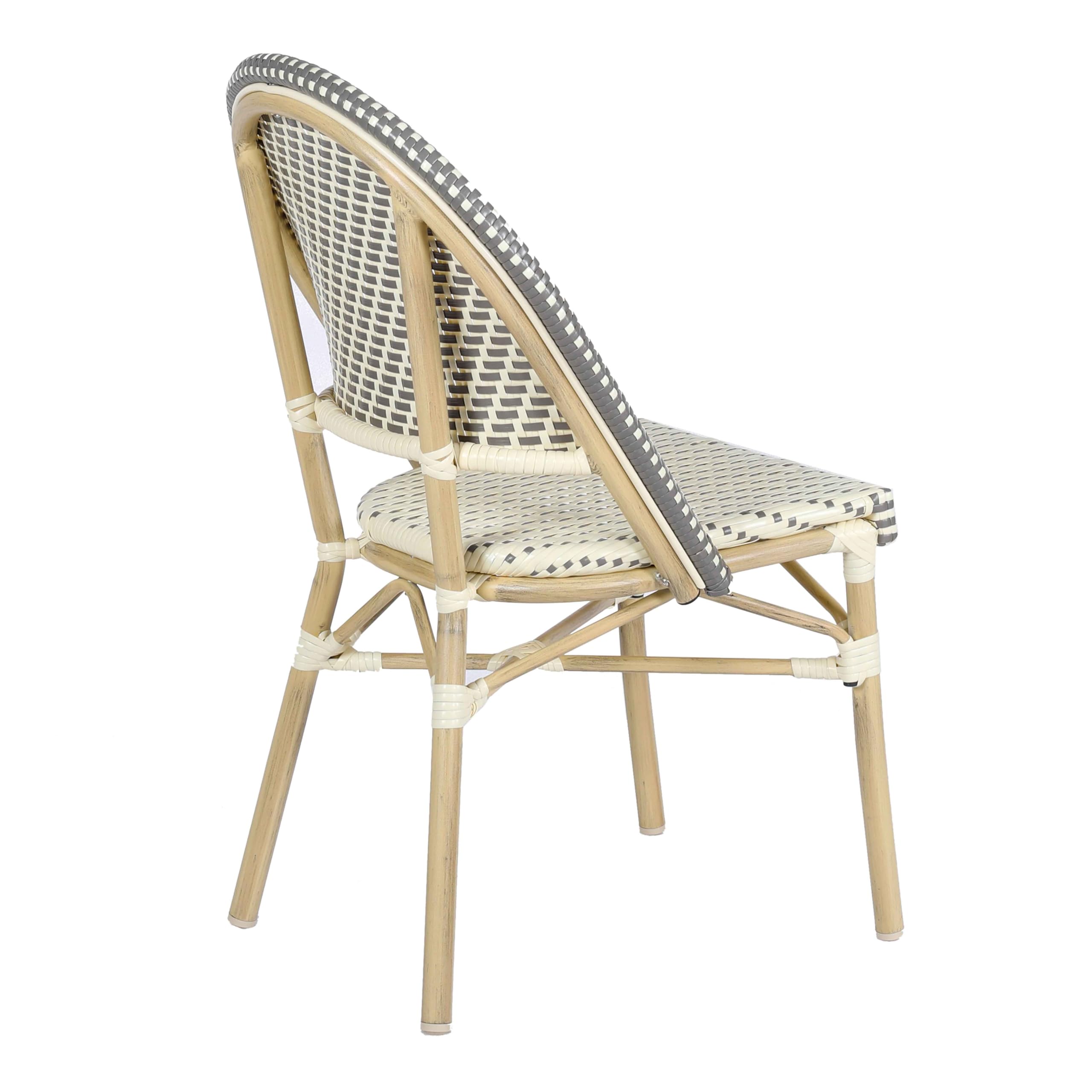 Oviala Chaise de terrasse bistrot Parisien en Aluminium et rotin Gris