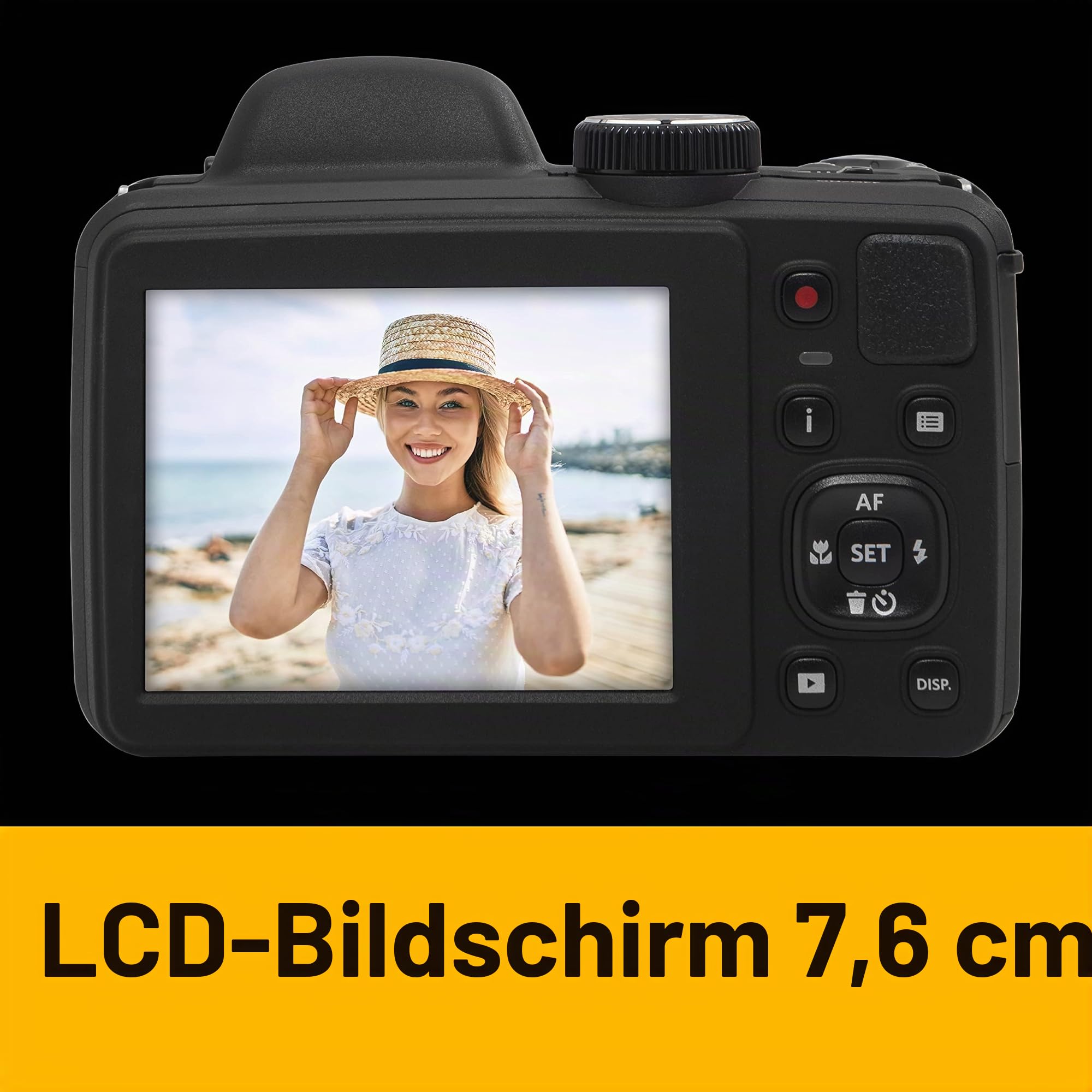 KODAK Pixpro Astro Zoom AZ405 Digitale Bridgekamera, 40-facher Zoom, 24-mm-Weitwinkel, 20 Megapixel, Full HD 1080p Video, OIS, Schwarz