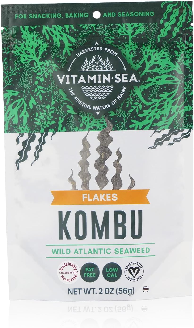 VITAMINSEA Kombu Dried Sugar Kelp Seaweed | Wild North Atlantic Seaweed for Snacking, Seasoning, Soups & Salads | Rich in Vitamins, Minerals & Antioxidants Perfect for Thyroid Support | Flakes (2 OZ)
