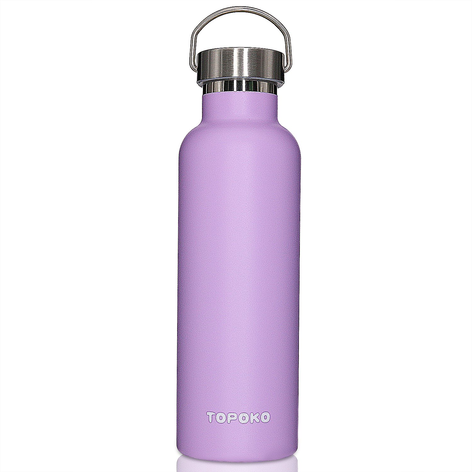 TOPOKO 25 oz Stainless Steel Vacuum Insulated Water Bottle, Keeps Drink Cold up to 24 Hours & Hot up to 12 Hours Leak Proof and Sweat Proof Large Capacity Sports Bottle Wide Mouth Metal Lid (Purple)