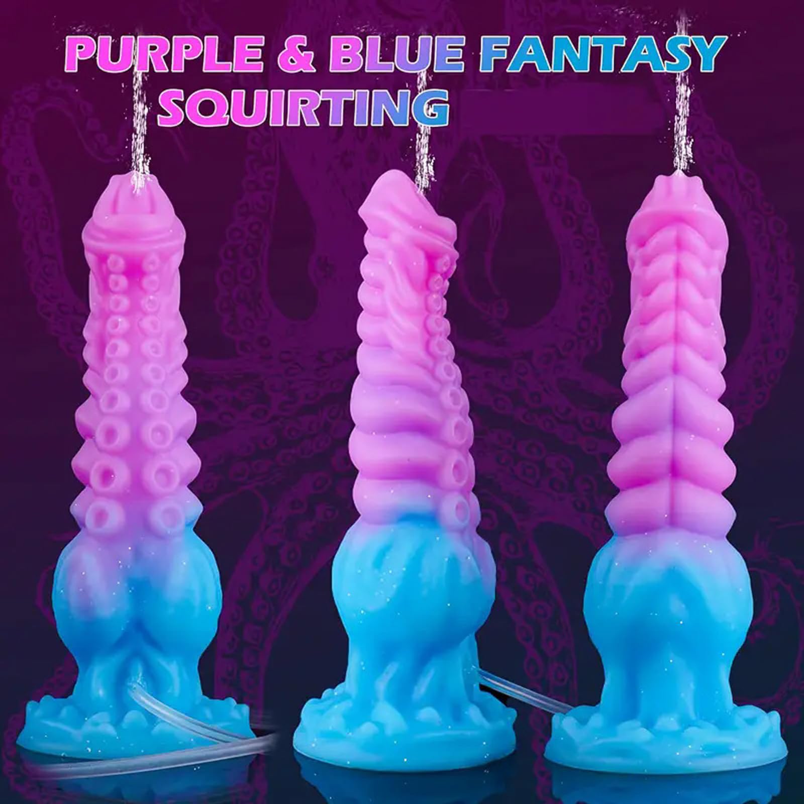 AMAZBEE Plug anal de silicona con función de eyaculación y efecto de eyaculación Plug anal con eyaculador Juguete sexual gigante con estructura de tentáculos (L)