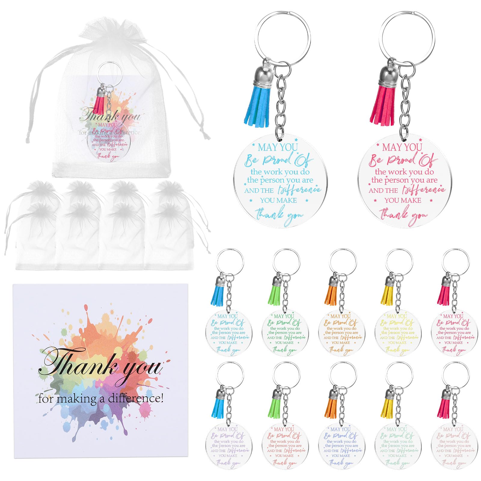 EeYahYong 20 Sets Thank You Keyring Gift Kits, Staff & Team Appreciation Favor, Multipurpose Keepsake Tokens for Teachers, Colleagues, Volunteers and Employees, Ideal for Farewell & Year-End Events