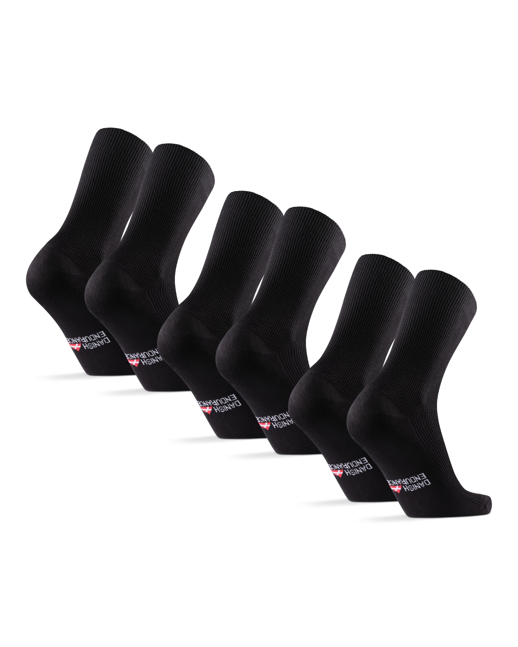 DANISH ENDURANCE 3 Paar Bambus Diabetiker-Socken ohne Gummi, Gesundheitssocken mit Komfortbund, Flache Naht, Weich, Unisex, für Damen & Herren
