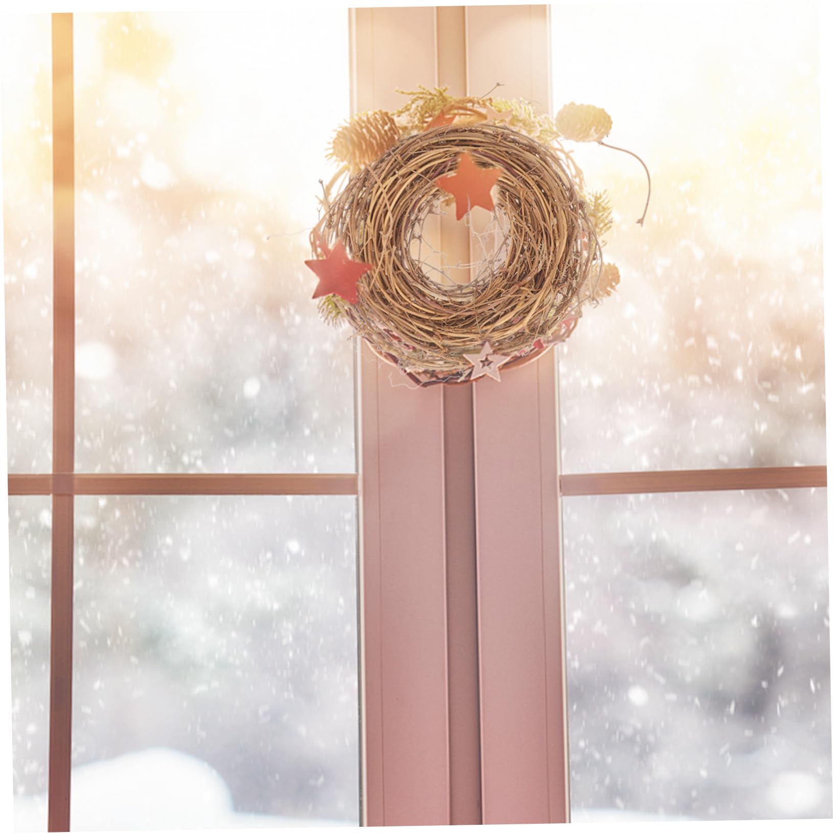 4 Rollen Rattankreis selber Machen DIY Bastelkranz Türkranz selber Machen Stroh Kranz weihnachtsbaumdeko Tannenbaum Dekoration Weihnachtsgirlande natürlicher Weinstock Rattan-Kranz PRETYZOOM