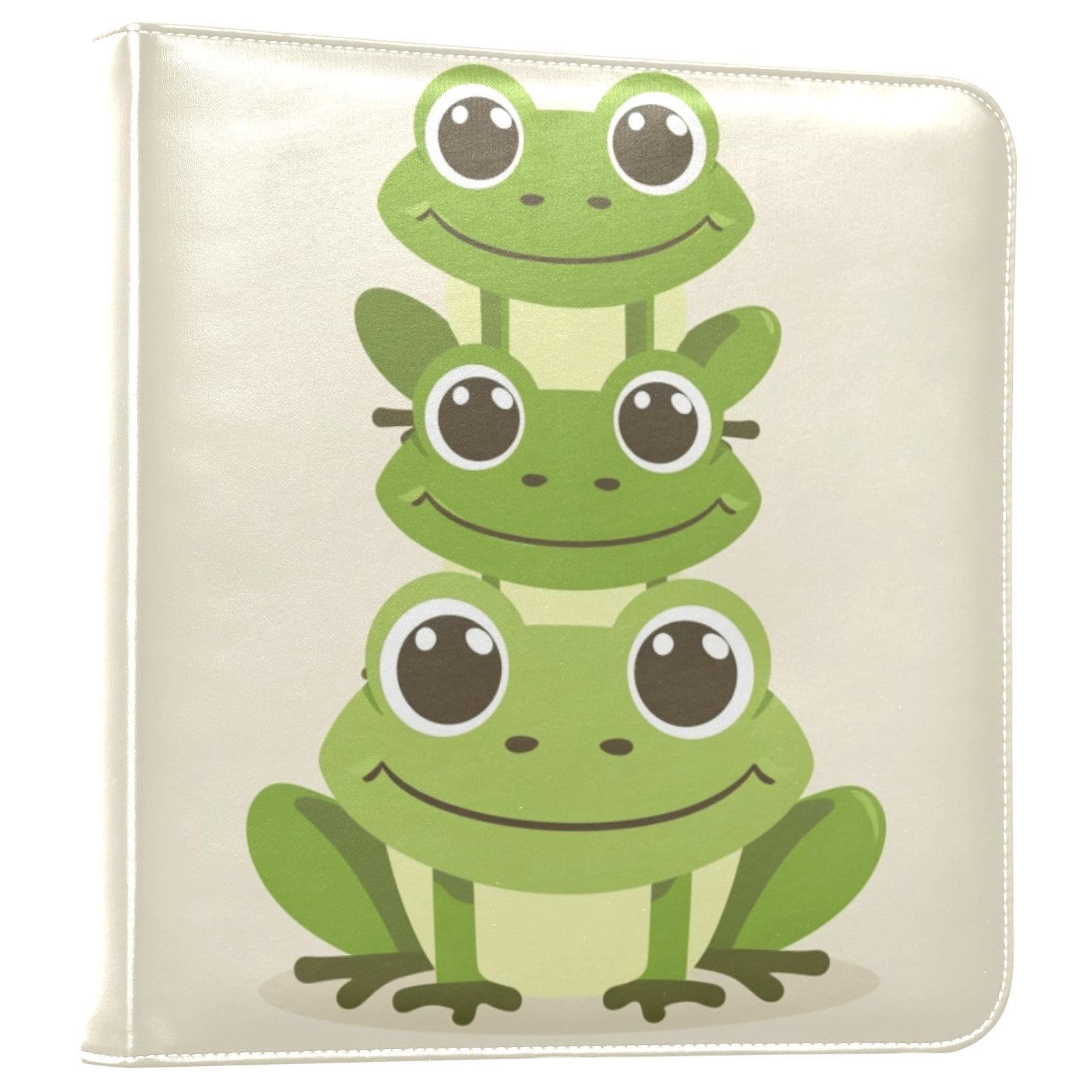 JIPONI Frog Frogs Large Photo Album, DIY Leather Cover Scrapbook Albums for 4x6 5x7 6x8 Pictures, Self Adhesive Memory Book for Wedding, Baby, Family