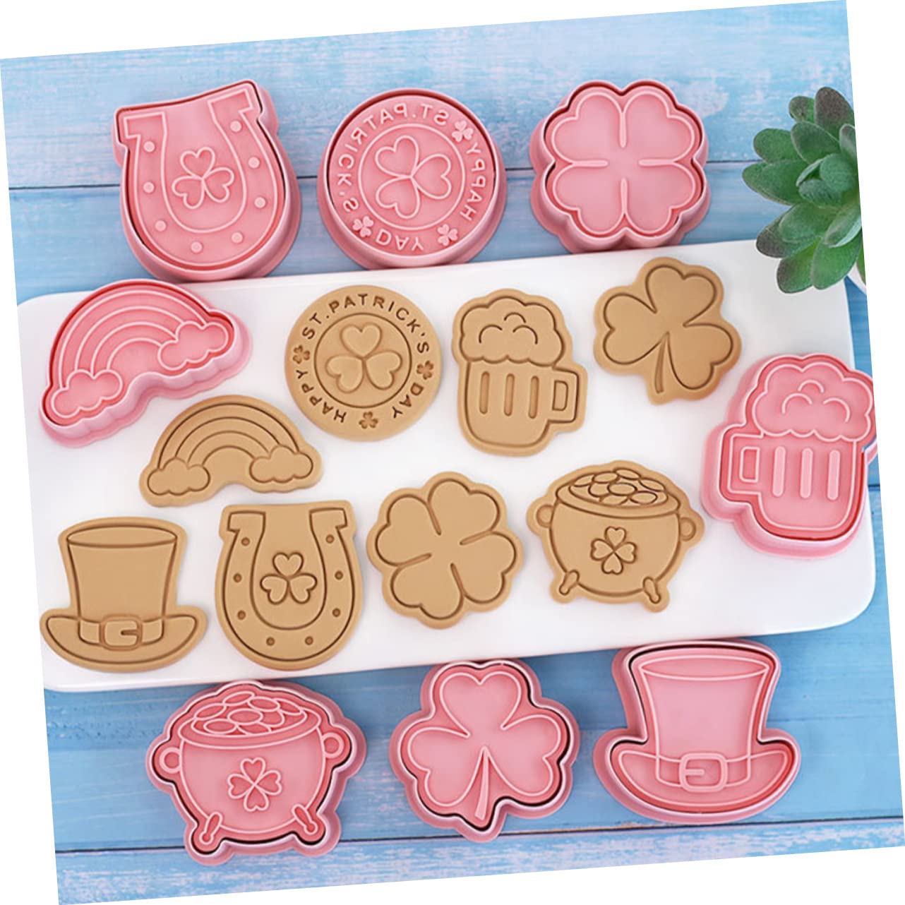 Ciieeo 4 Juegos Herramienta De Troquelado Moldes Para Galletas Del Día De San Patricio Moldes Para Hornear Con Forma De Galletas Cortadores De Galletas Pequeños Máquina Para 8 Uds * 4