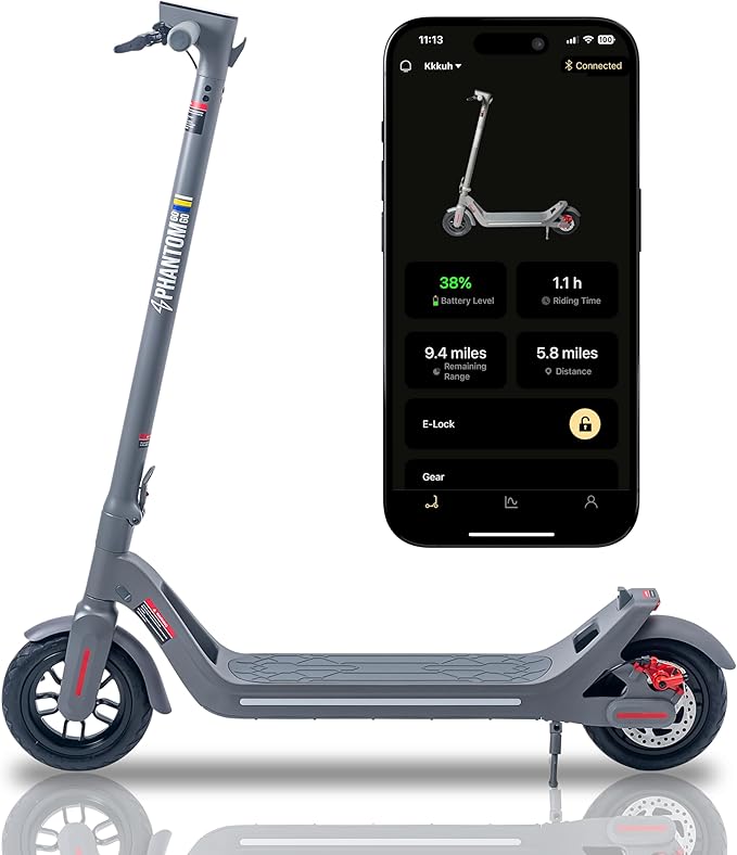 Phantomgogo A9 Foldable Electric Scooter - Powerful 350W Motor, 28 Miles Range, 15.5 Mph, Intelligent Light, Eco-Friendly, Perfect for Adult Commuters