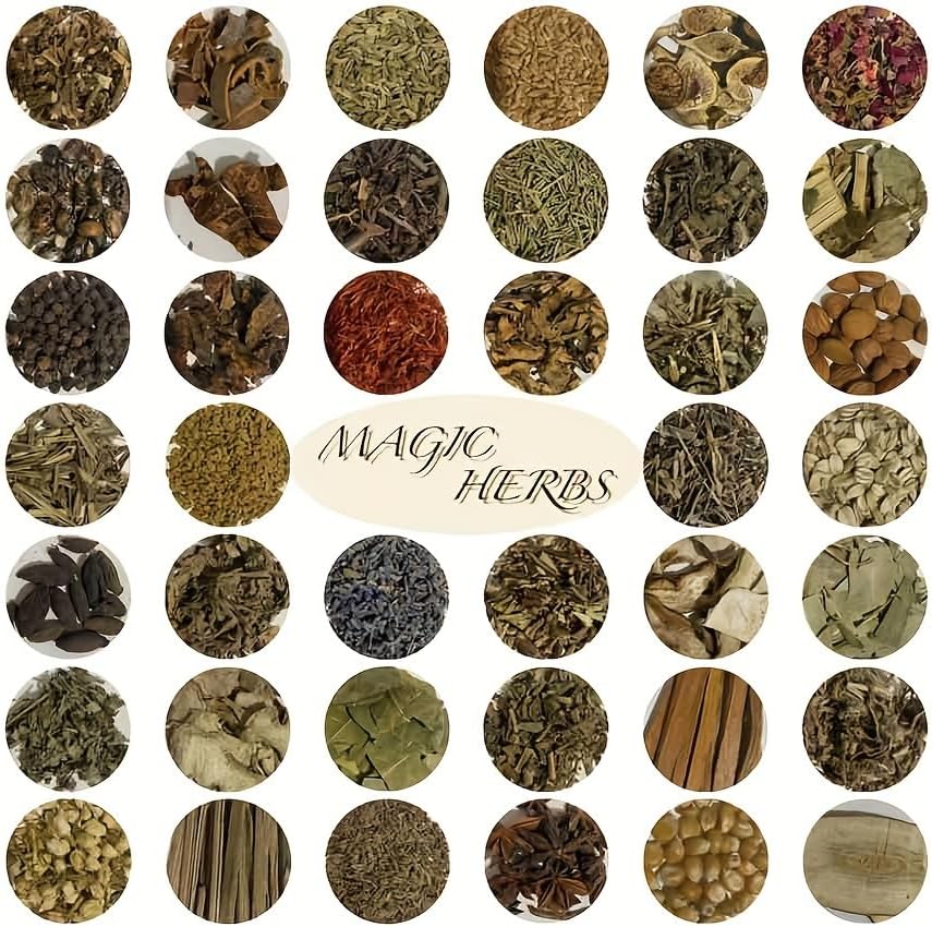 Miniatura 3 de YGYYBPKN Kit de suministros de brujería, 68 piezas de suministros y herramientas wiccanas, incluye hierbas para hechizos, tarros de cristal, piedra