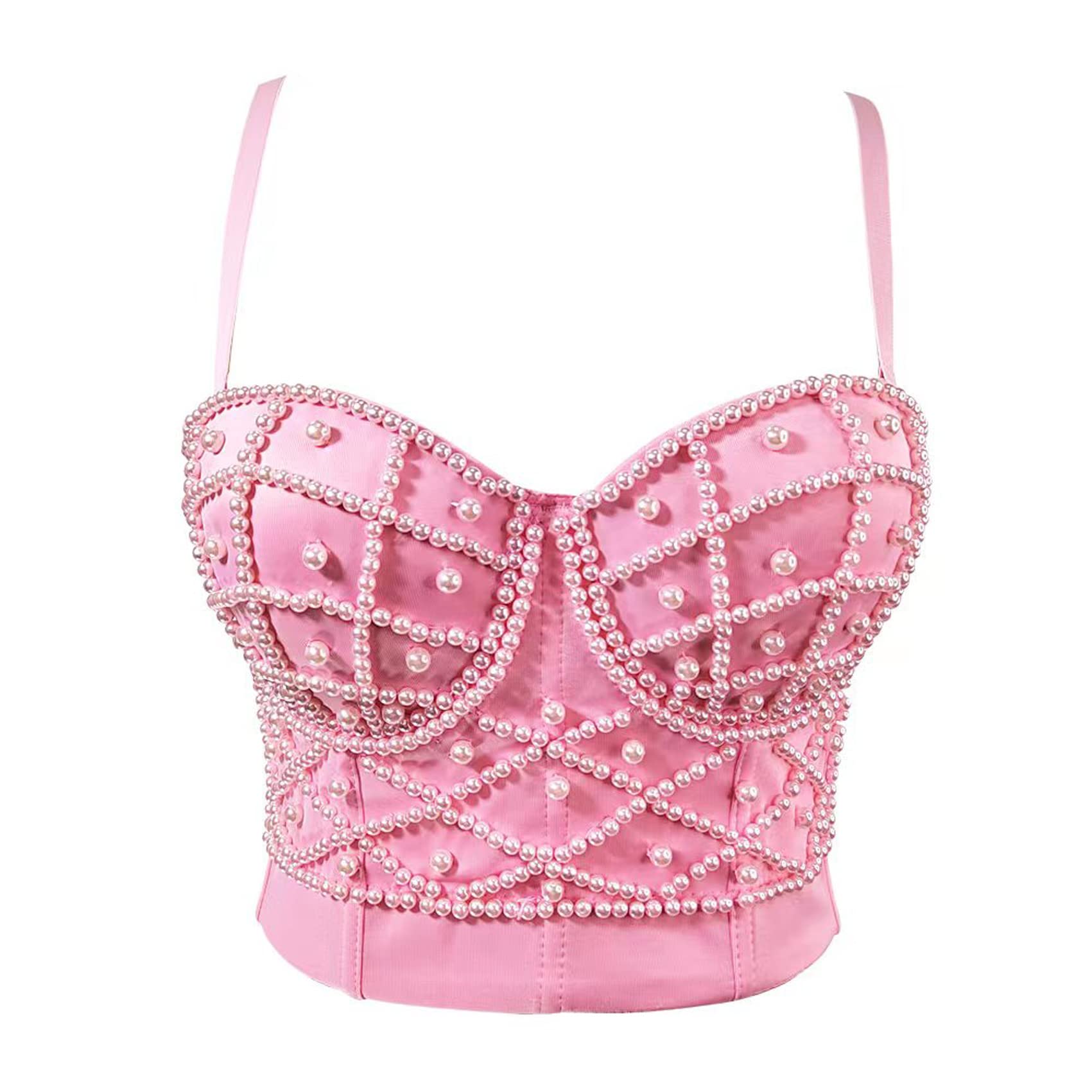 Femmes Strass Push up Bustier Crop Top Gothique Punk Corset Clubwear Party Bra