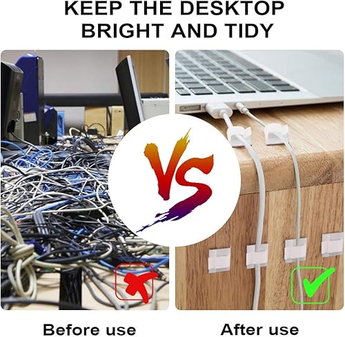 Miniatura 4 de 120 clips para cables, clips de alambre de luz para exteriores, ganchos adhesivos para cables, organizador de cables para escritorio, gestión de