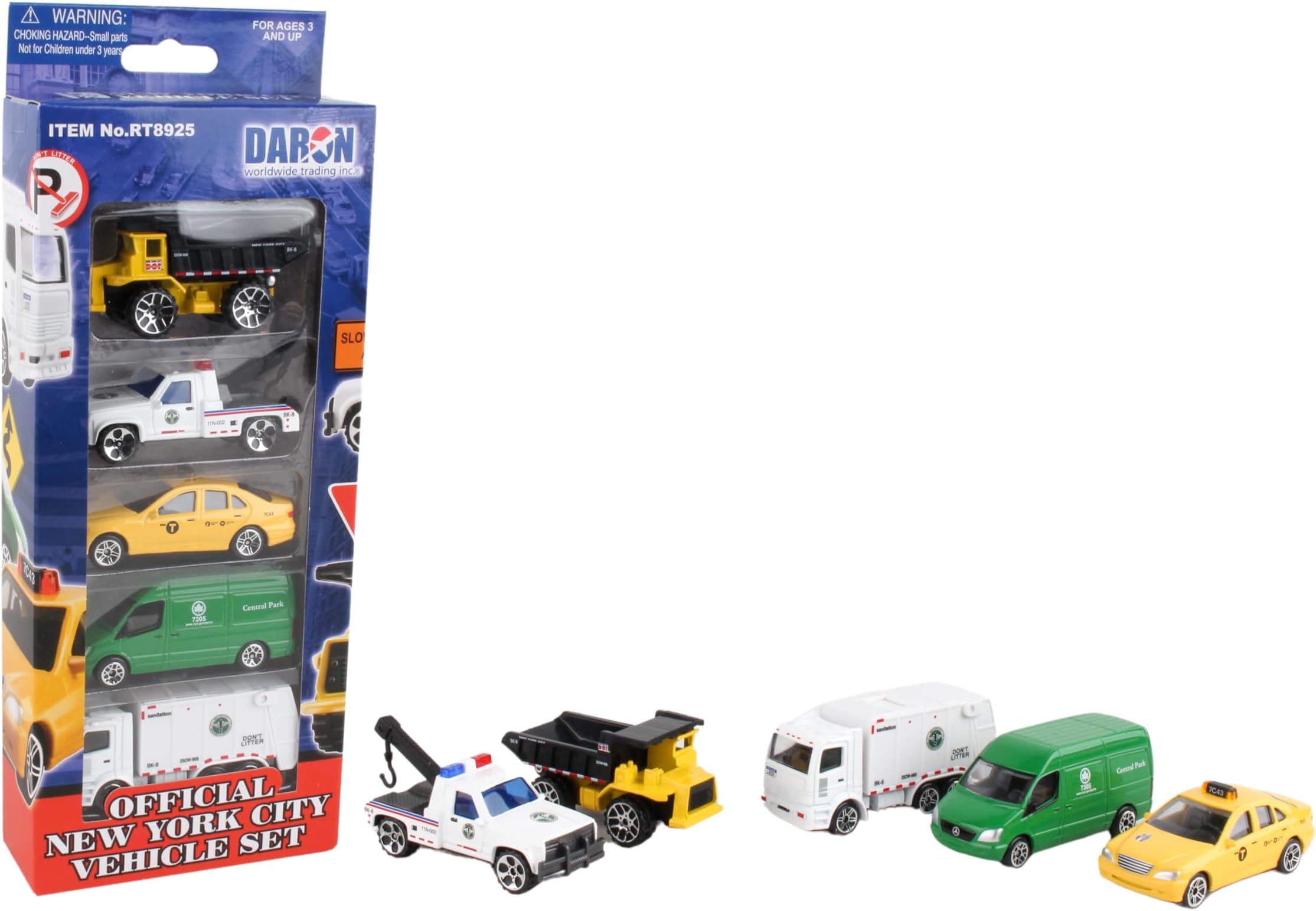 New York City Official Vehicle Set, 5-Piece Die Cast Metal Toy Vehicle Set, Ages 4+, Includes 5 Toy Vehicles