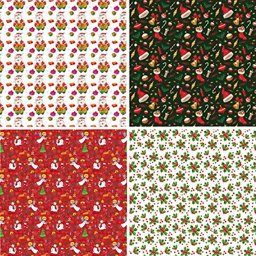 FOUR 12" x 12" Blinggasm Vinyl Sheets Set,Christmas, Santa Pattern Outdoor Vinyl 055