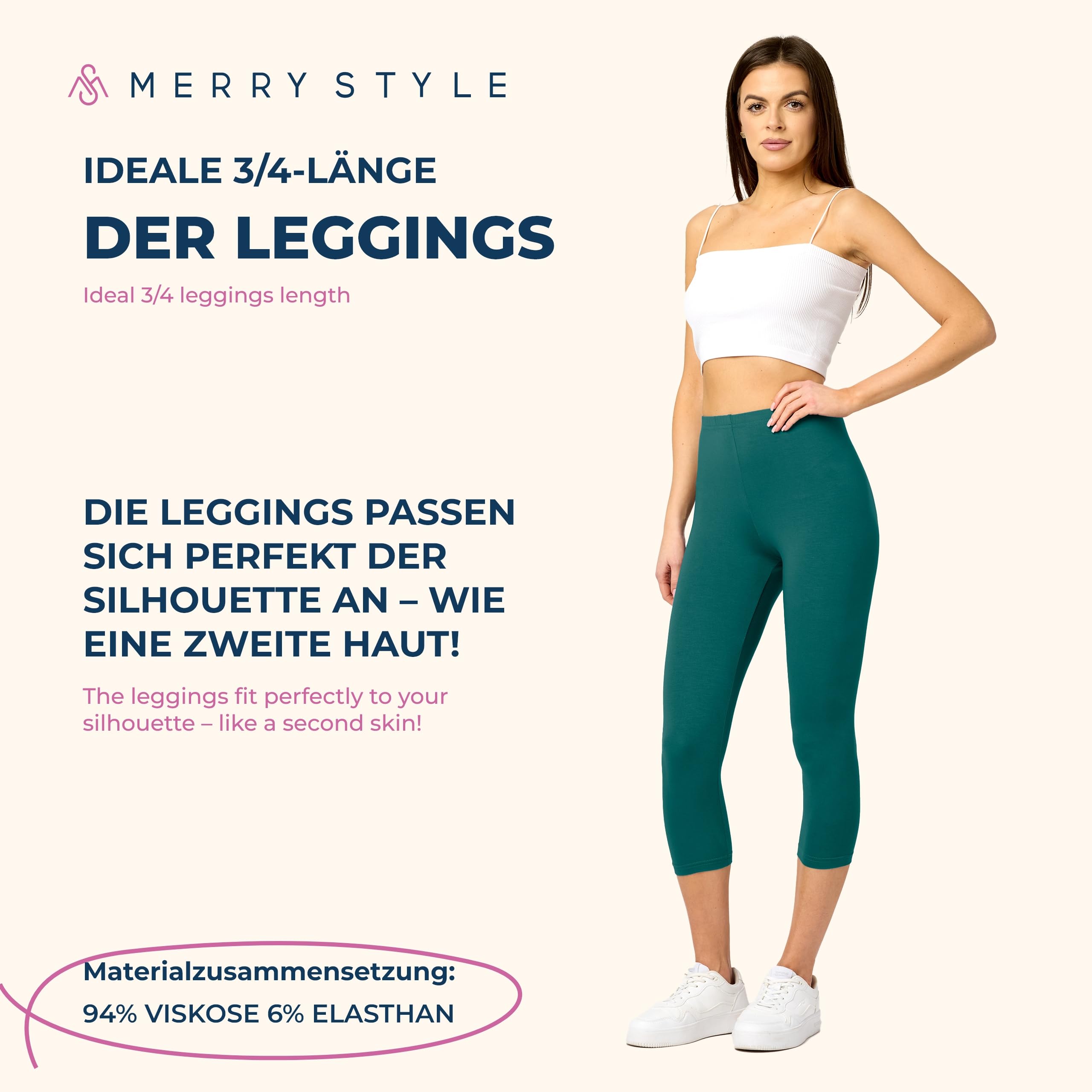 Merry Style Leginsy Damskie 3/4 z Wiskozy MS10-144