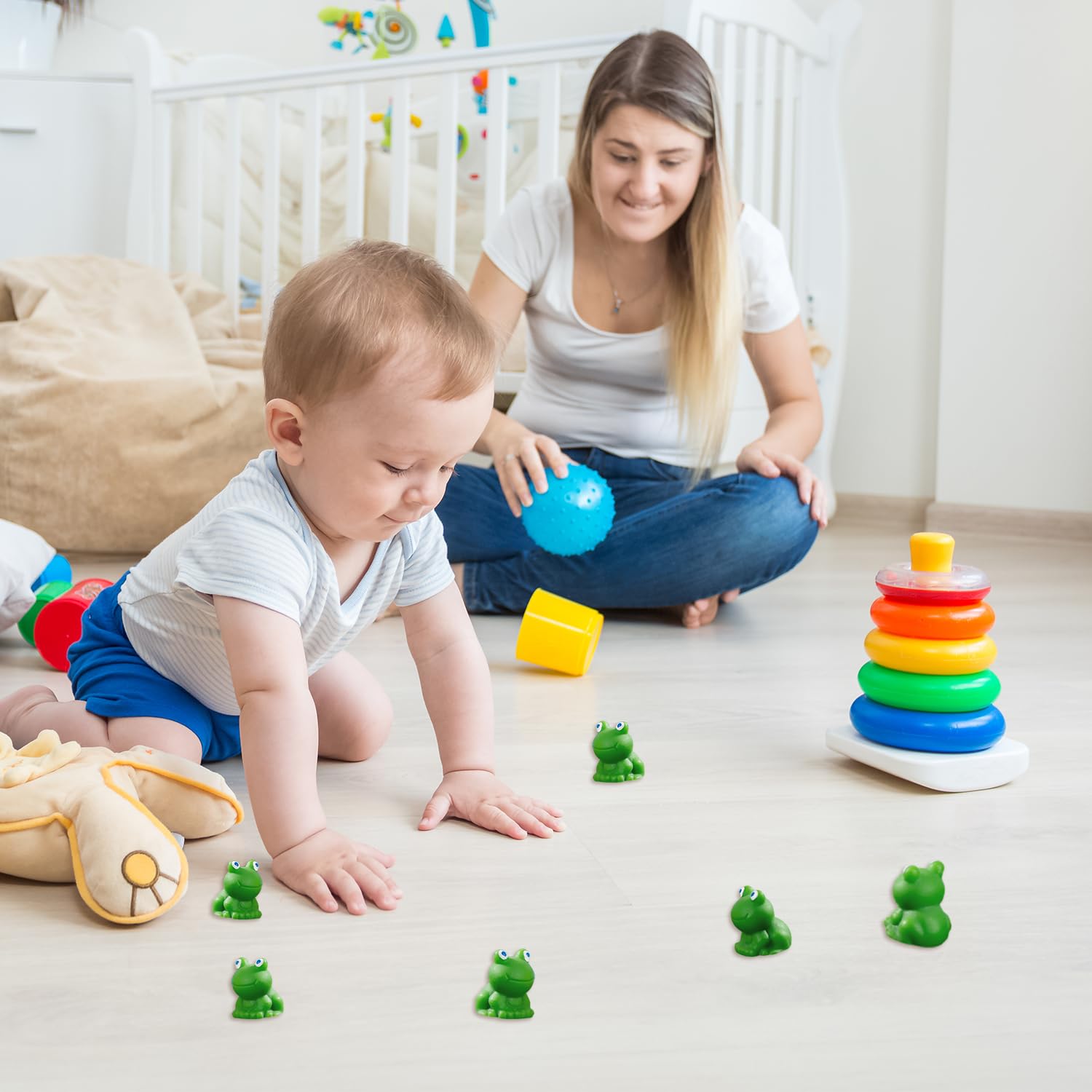 50 sztuk zielonych figurek żab, małe żaby, żaby z żywicy, mini żabki, mini statuetki żab z żywicy, małe dekoracje ogrodowe z żabami