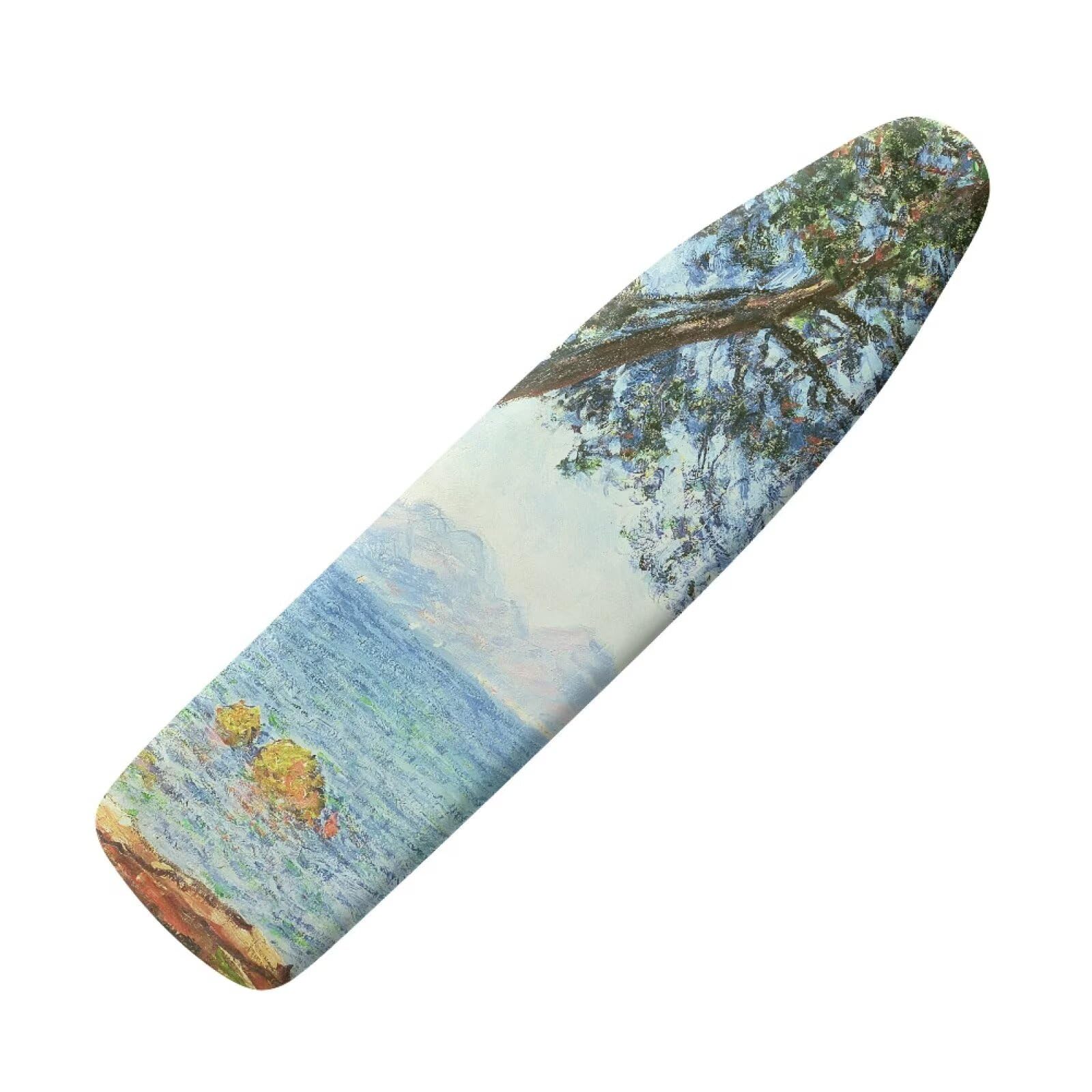Buxolandt Breathable Ironing Board Cover - At Cap d Antibes Print Easy Installation Wear & Soil Resistant Resist Scorching & Staining - Elasticated Edges & Hook & Loop Straps - 135 x 45