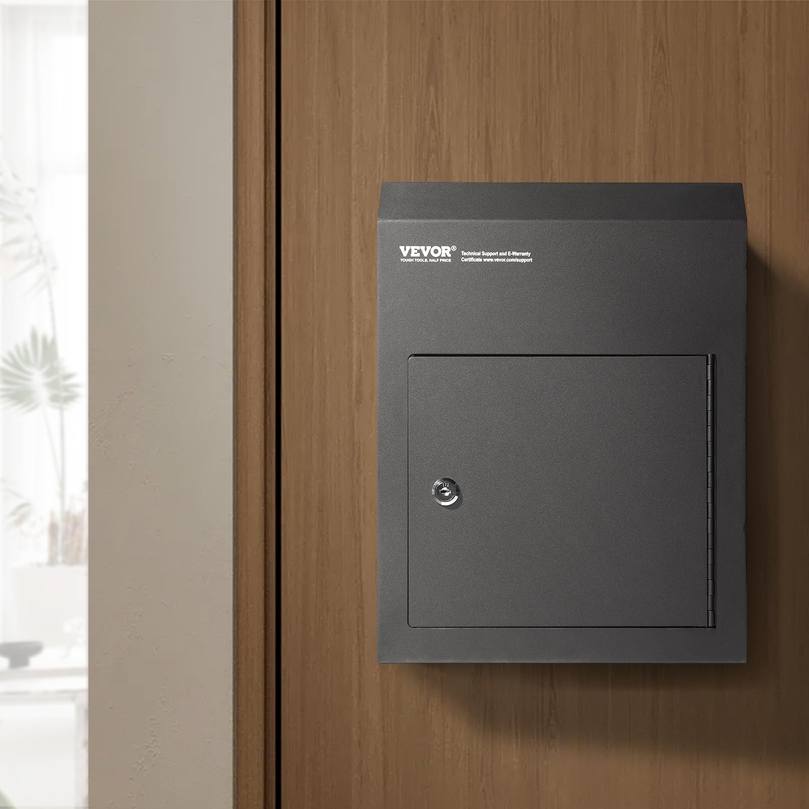 VEVOR Cassetta per la Consegna delle Chiavi, Cassetta della Posta in Acciaio Resistente Cassetta Postale con Serratura a Chiave da 45 mm 304 mm, Cassetta della Posta 304 x 150 x 405 mm, Nero
