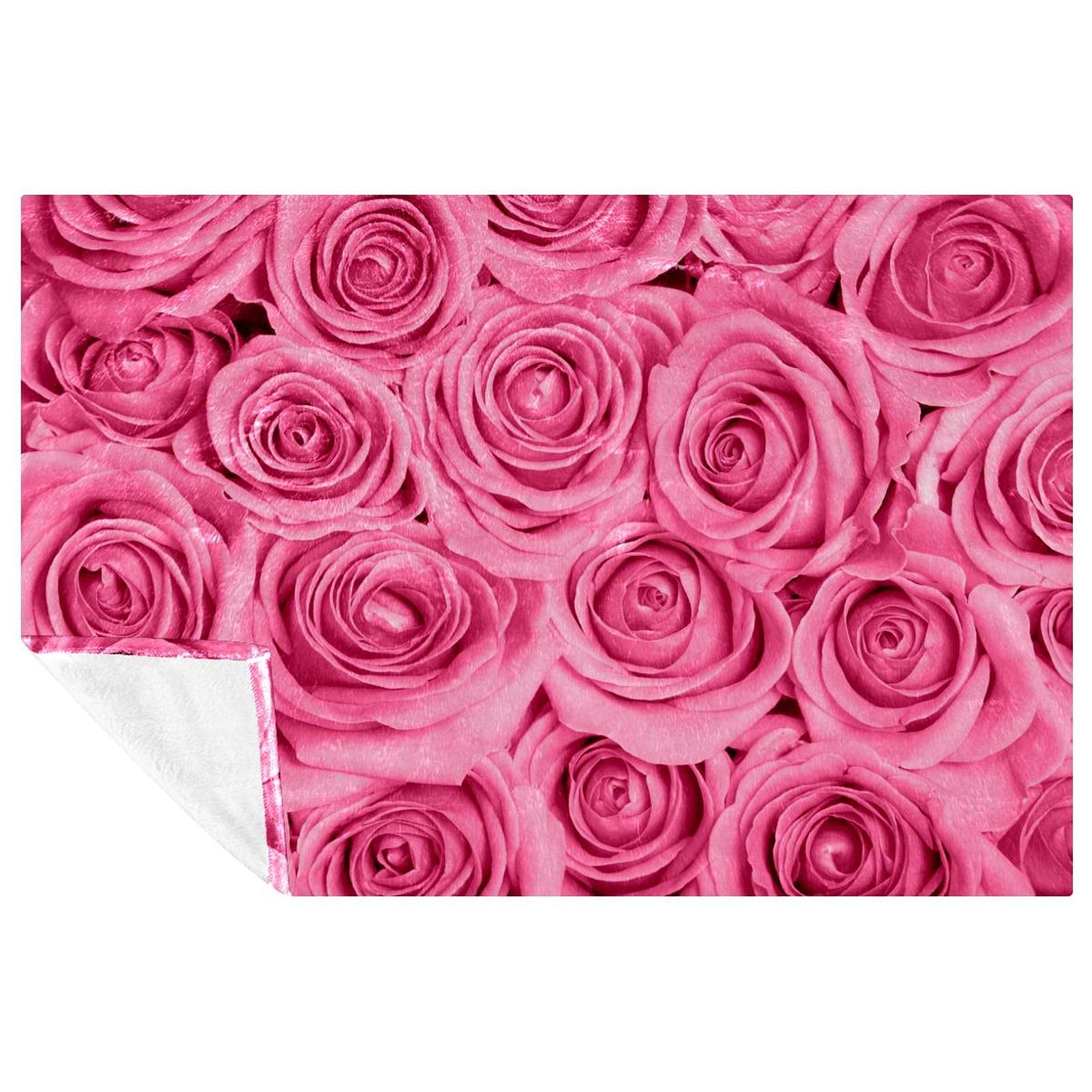 Couverture de lit rose romantique à fleurs douces pour nuits chaleureuses