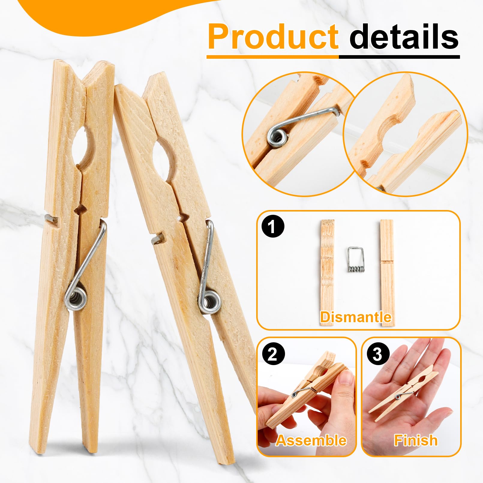 100 Stück Wäscheklammern aus Holz, 8,9 cm große Wäscheklammern, Holzfarbe, Mehrzweck-Kleidernadeln, natürliche Holzklammern zum Basteln, Aufhängen von Kleidung, Bildern, natürliche Farbe