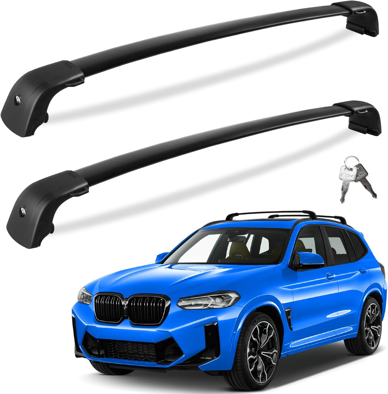 Amazon.com: Tuyoung Lockable 220lbs Roof Rack Cross Bars Compatible ...