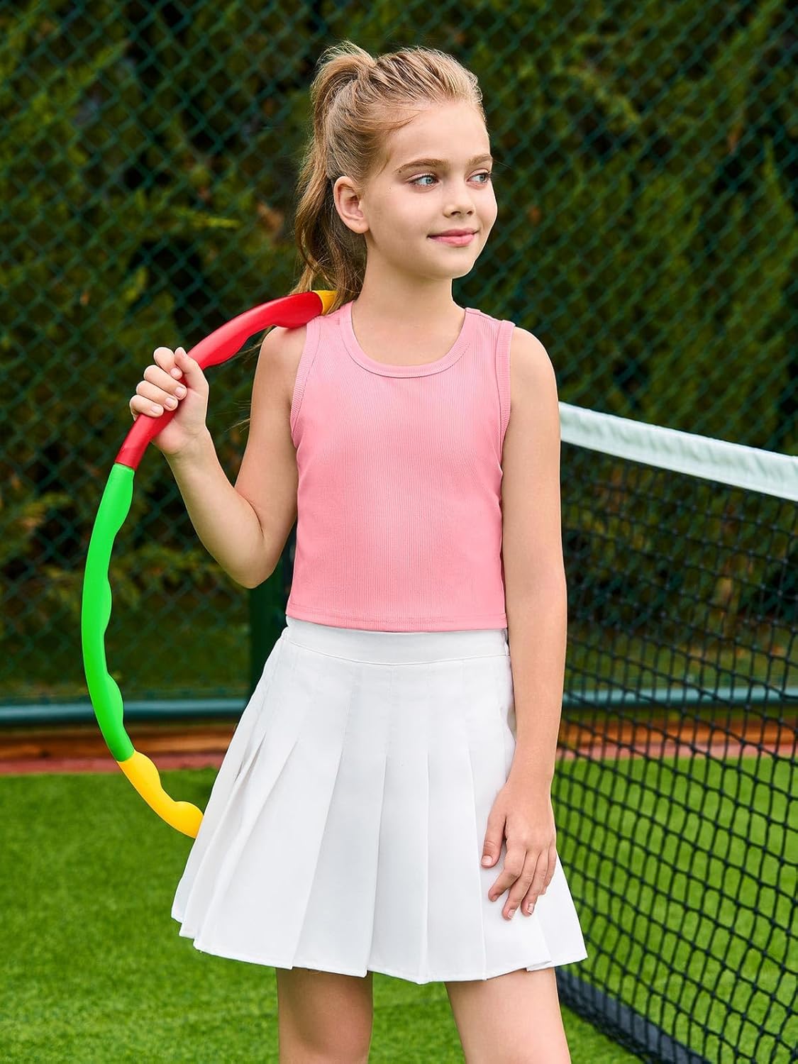 Haloumoning Girls Tank Tops Kids Athletic Ribbed Knit Sleeveless Crop Tops Basic Camisole 5-14 Years - Image 3