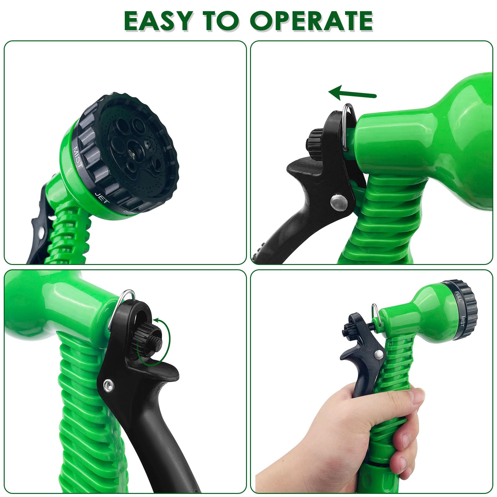 Elastyczny wąż ogrodowy, 7-funkcyjny zraszacz, elastyczny wąż ogrodowy, do czyszczenia trawnika, zwierząt domowych, łodzi, 30 m