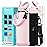 Pink 40 oz Insulated Water Bottle - with Straw Spout Lids, Triple Wall Stainless Steel Water Bottles Cold 48H Hot 24H, Wide Mouth Hydro Bottle Metal Flask with Handle, Strap Carrier Bag for Women