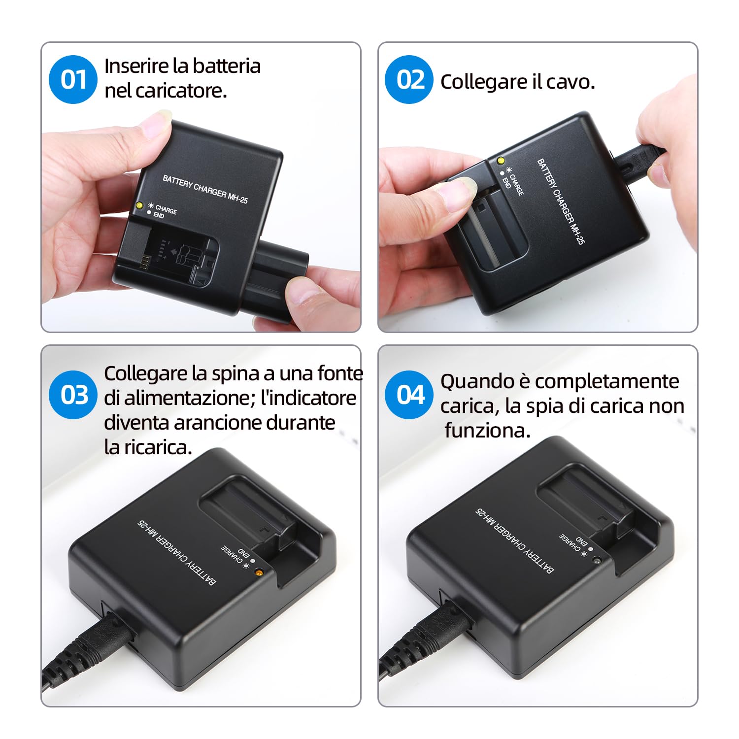 KWTOUL Caricabatteria MH-25/25a per EN-EL15/EL15a/15b Batteria Compatibile con Nikon D500 D600 D610 D750 D780 D800 D800E D810 D810A D850 D7000 D7100 D7200 D7500 Coolpix Z5 Z6 Z6 1 II Z1 V1II V