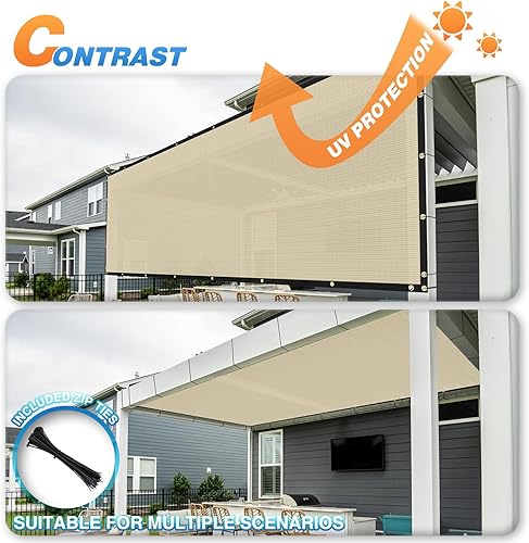 Miniatura 5 de TANG Sunshades Depot - Pantalla de valla de privacidad beige bronceado de 5 x 20 pies, pantalla de valla temporal de 150 GSM, resistente cubierta de