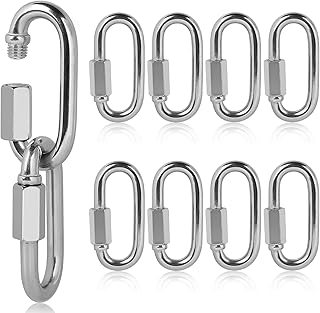 10 x Mousqueton à Vis INOX 304 Maillon Rapide M8, Mousquetons de Sécurité avec Une Capacité de Charge de 691 kg