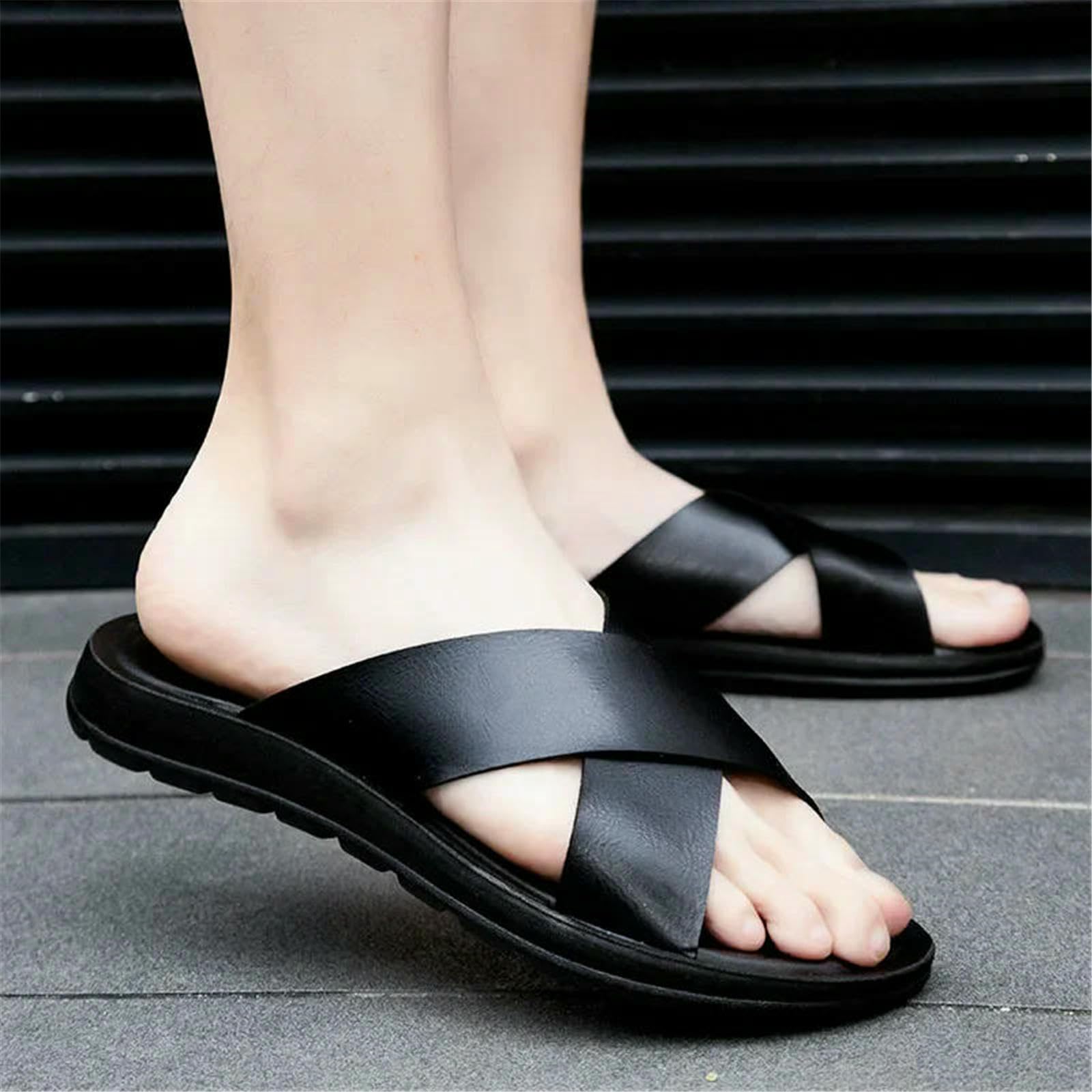 Claquettes Hommes Femme Chaussures Été Pantoufles Plage Slip sur Flats Homme Tongs Sandales-blanc-47