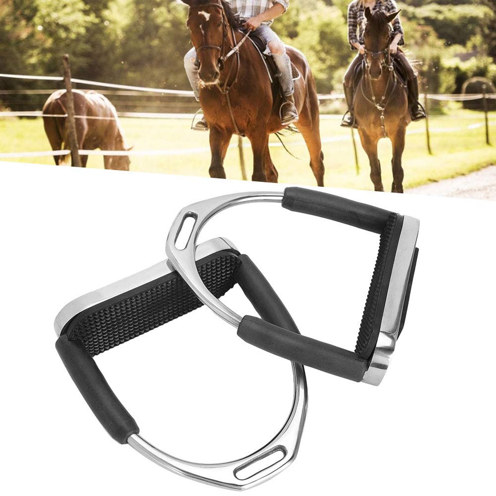 Estribos flexibles de seguridad,Estribos ecuestres de acero inoxidable,Estribo de Goma Antideslizante,estribos ecuestres ligeros y anchos,Accesorios de Seguridad para Equitación para montar a caballo
