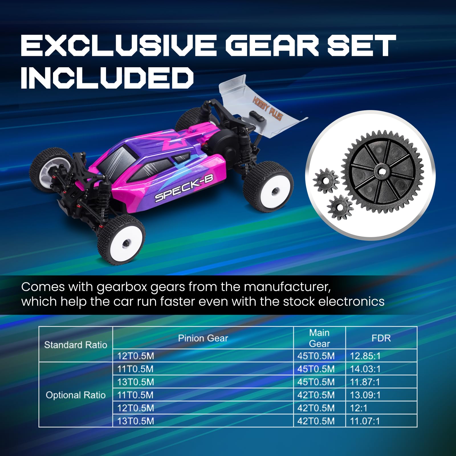 HOBBYPLUS Speck B Elite Brushless 1/24 2WD Mini RC Car - RTR RC Buggy, Fast Mini Racing Buggy - Veicoli da corsa telecomandati (giallo azor)